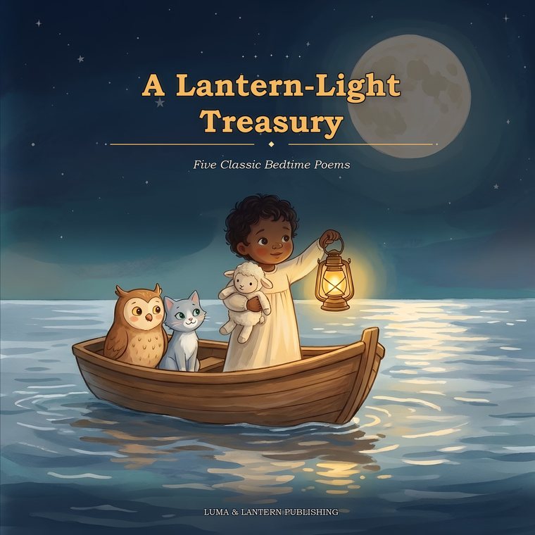 Cover of A Lantern-Light Treasury — a little boat sailing beneath a golden moon