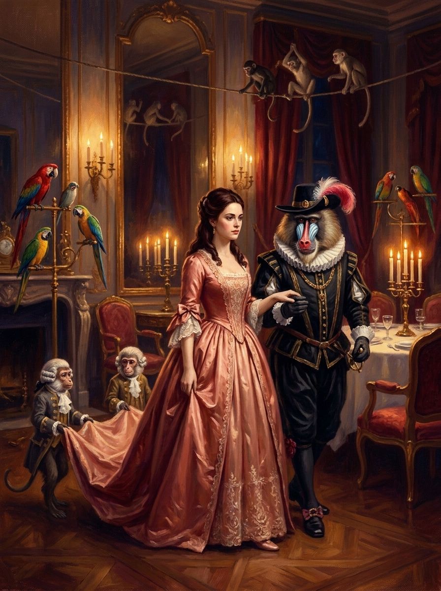 Interior artwork from Madame de Villeneuve's Original Beauty and the Beast, plate 2