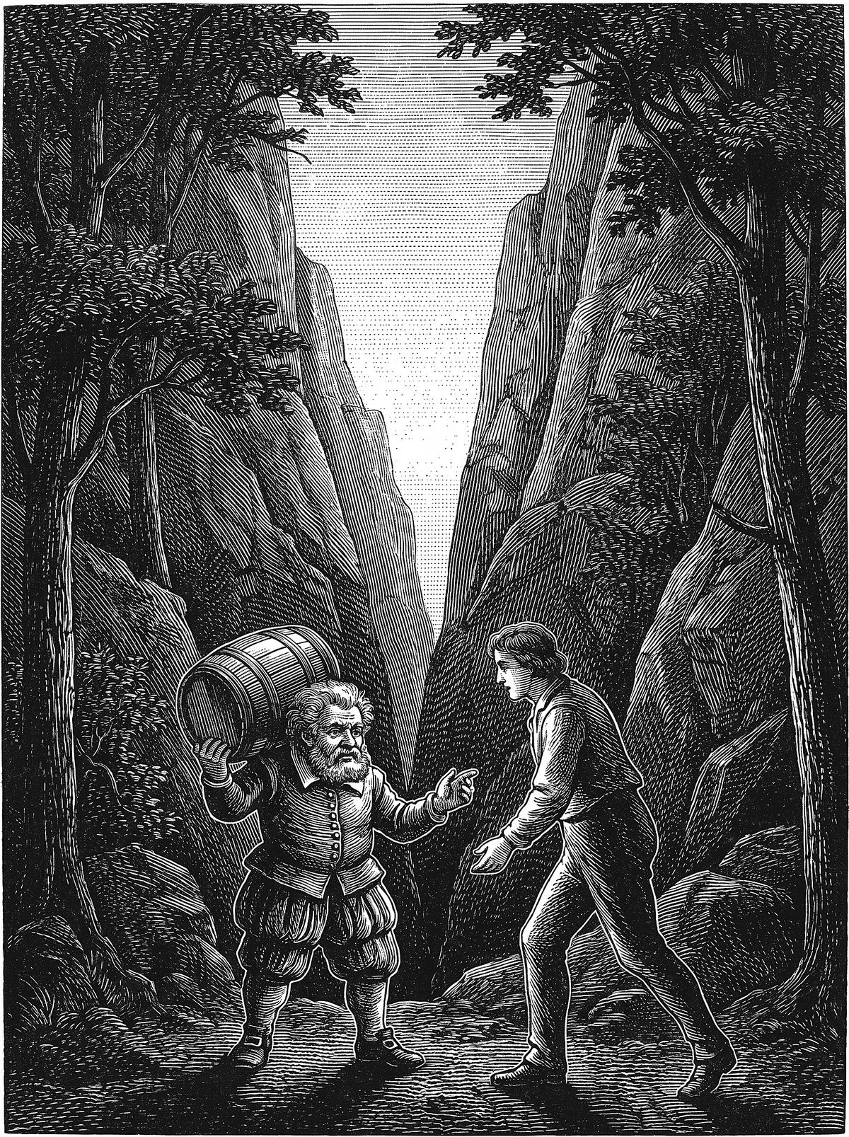 Interior artwork from The Legend of Sleepy Hollow and Rip Van Winkle, plate 1