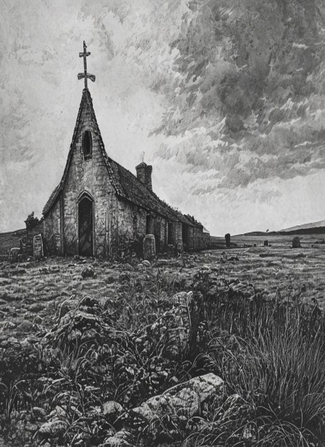 Interior artwork from Wuthering Heights, plate 3